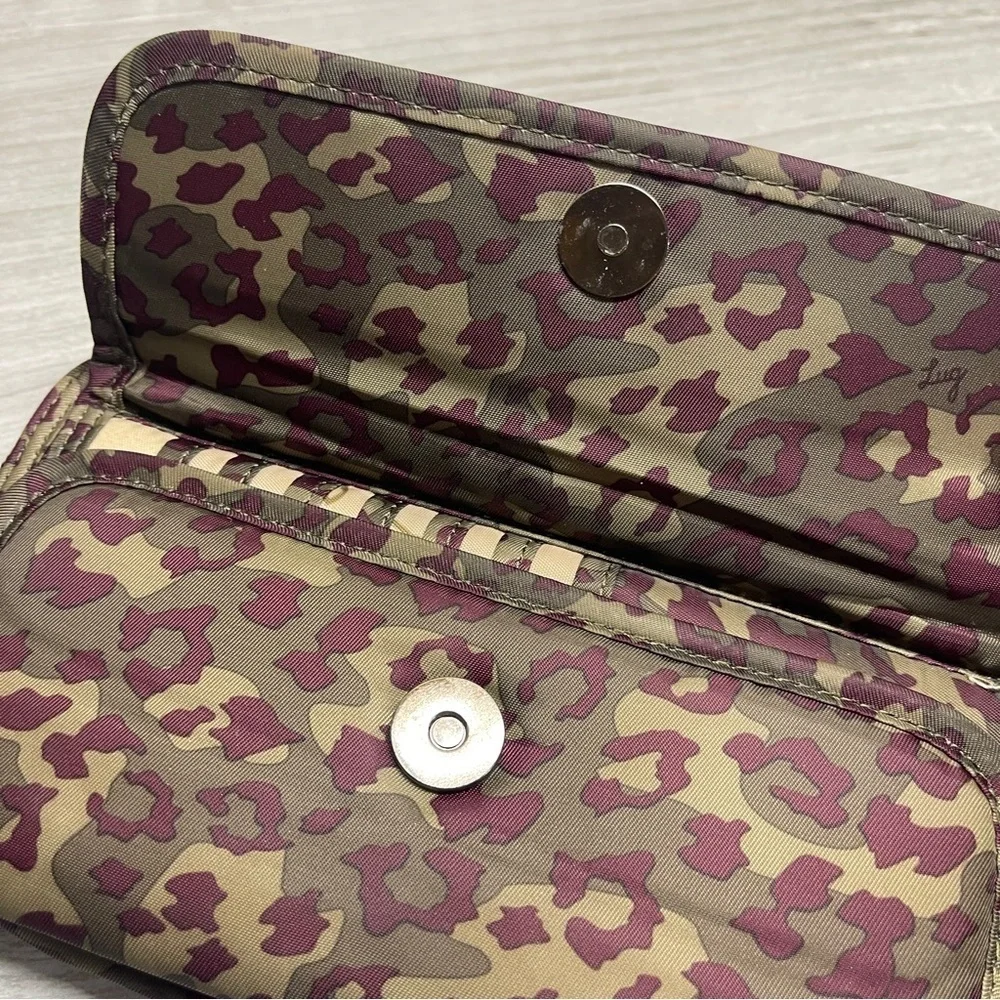 Lug Kickflip 3 Berry Khaki Leopard Print RFID Wristlet Wallet no crossbody strap